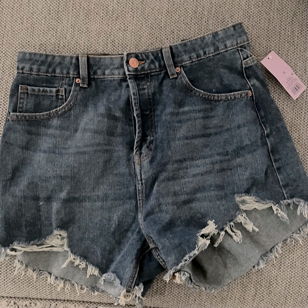 High Rise 4-Button Jean Shorts